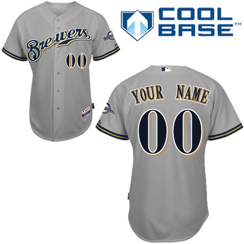 Customized Youth MLB jersey-Milwaukee Brewers Authentic Road Gray Cool Base Baseball Jersey